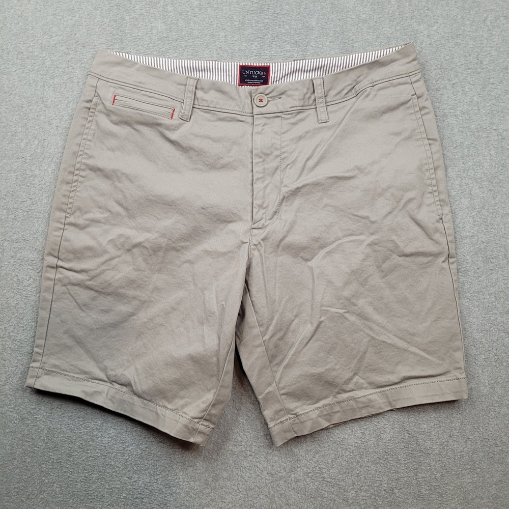 UNTUCKit Chino Shorts Mens 34x9 Gray Stretch Casual Cotton Blend